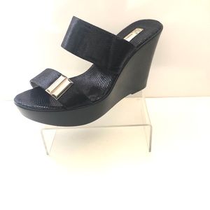 INC Black Wedge With Silver Accent Sz 7.5